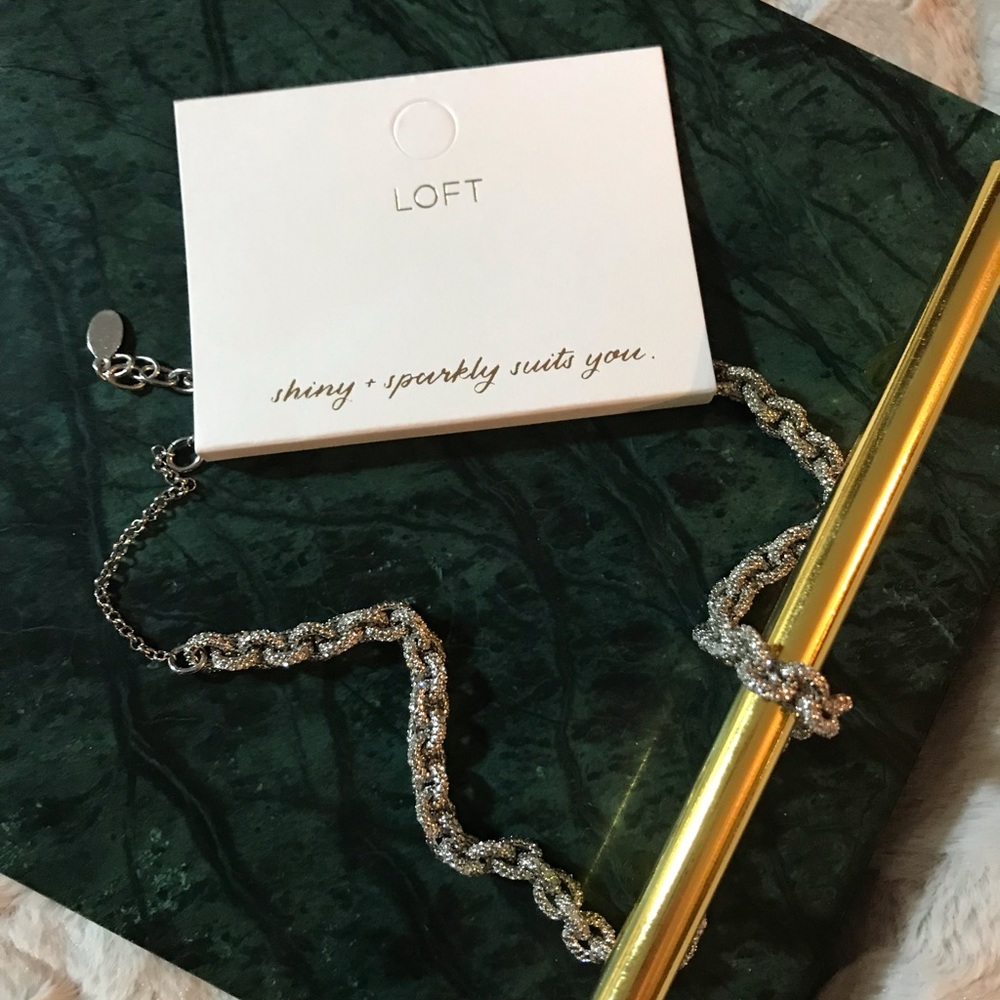 NWT LOFT Pave sparkle chain link necklace